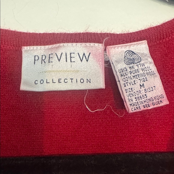 Preview Collection V-Neck Red Long Sweater Vest - Picture 2 of 10